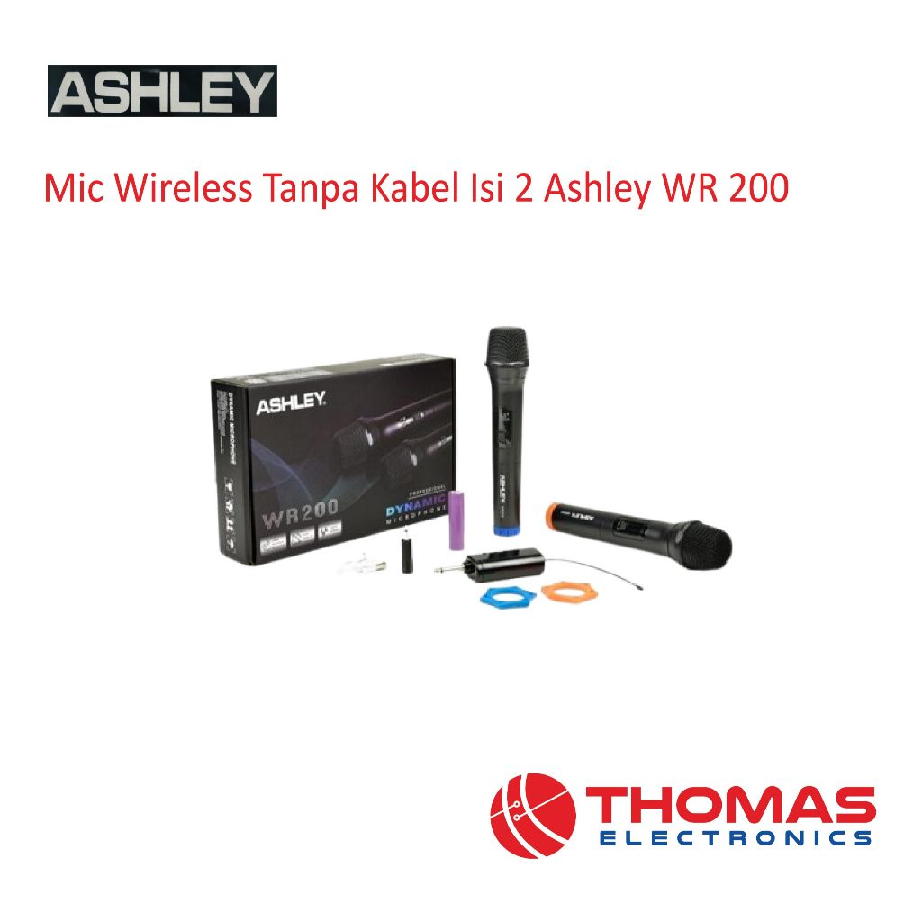 Double Digital Wireless Microphone Isi 2 Ashley WR200 WR 200 Charger Baterai