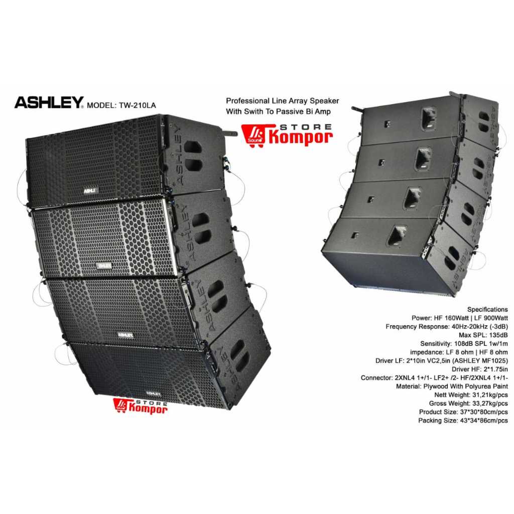 SPEAKER LINE ARRAY ASHLEY TW210LA TW-210 LA 2X10 INCH TW 210LA
