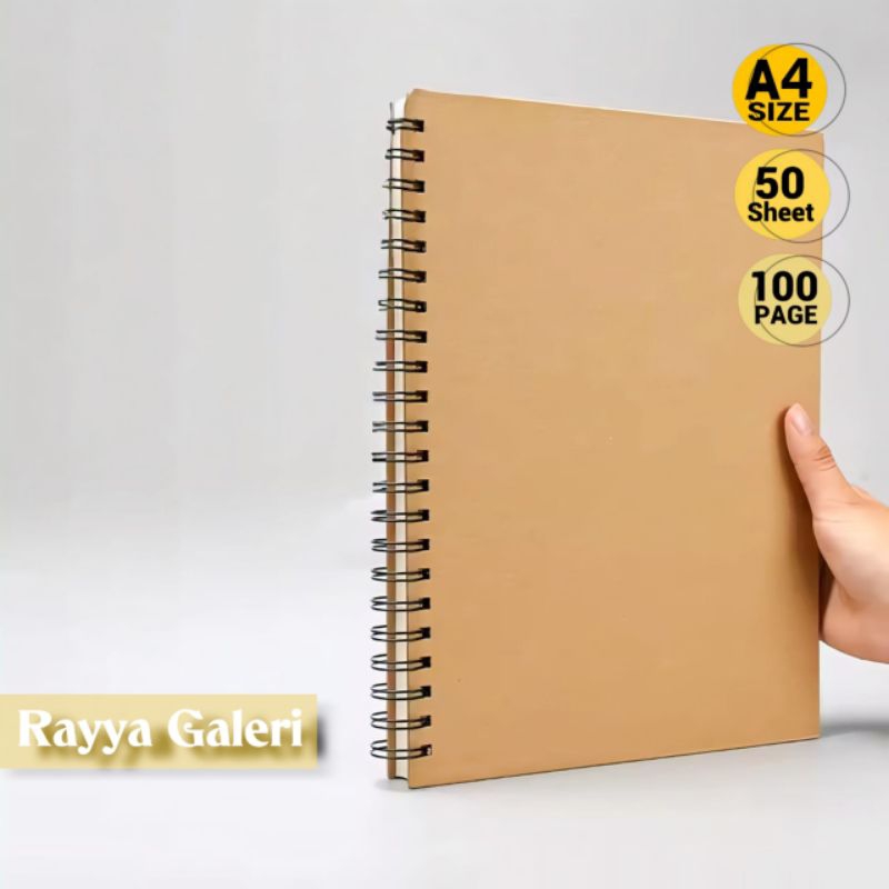 

Sketchbook spiral double ring A4 buku gambar sketsa cover coklat A4