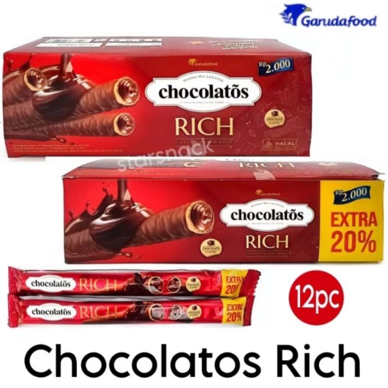 

Chocolatos Rich 19gr X 12 pcs | Chocolatos Wafer Stick Roll