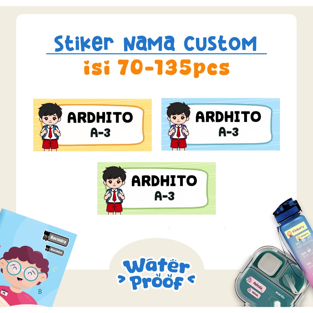 

Stiker nama anak laki-laki WATERPROOF bukan untuk kain