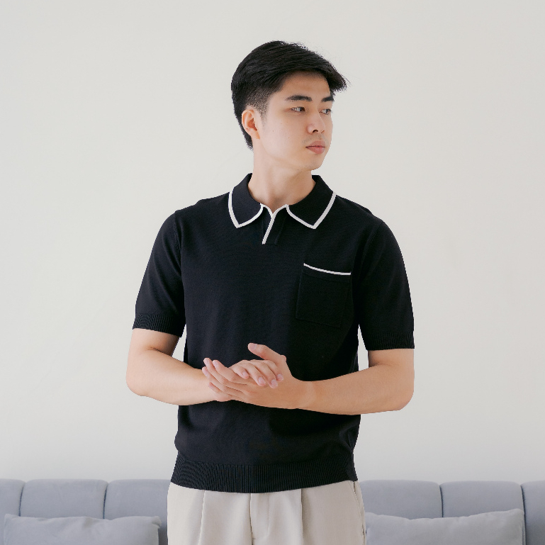 EMERSON POLO SHIRT (BLACK) | BAJU POLO SHIRT PRIA OLD MONEY STYLE (HITAM)