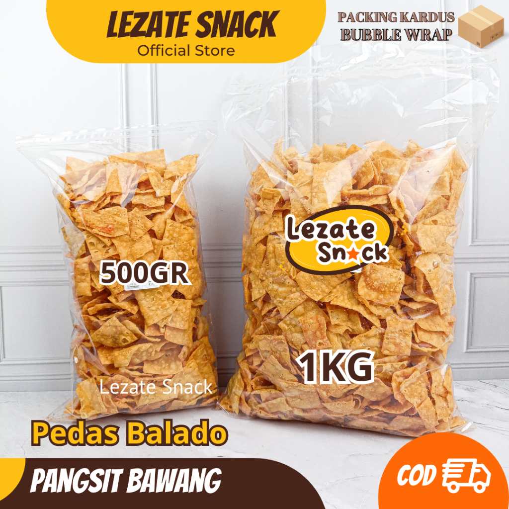 

Kripik Pangsit Balado 1 KG / Keripik Pangsit Bawang / Kripik Bawang Pedas Manis Cumicumi Lezate SNACK