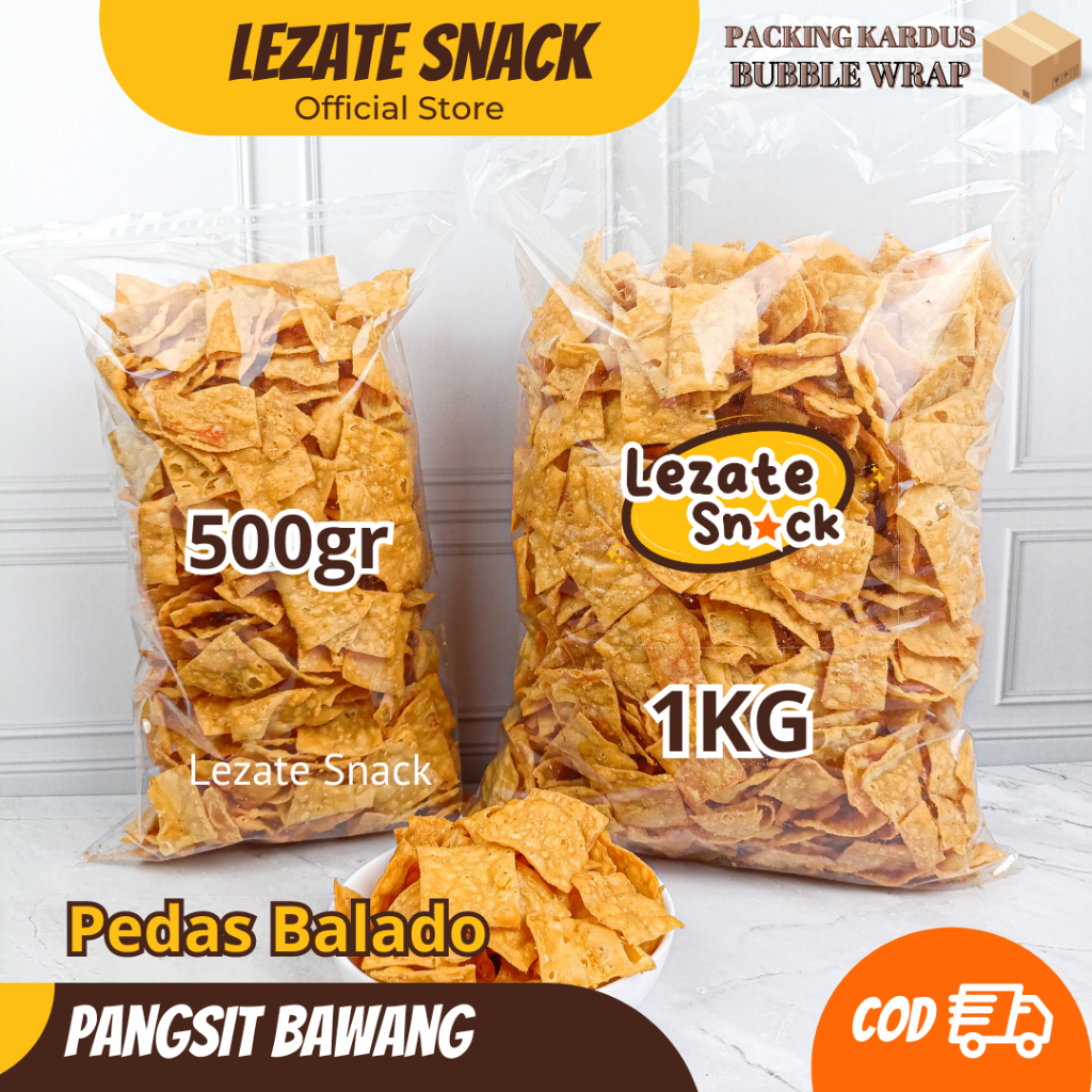 

Kripik Pangsit Balado 1 KG / Keripik Pangsit Bawang / Kripik Bawang Pedas Manis Cumicumi Lezate
