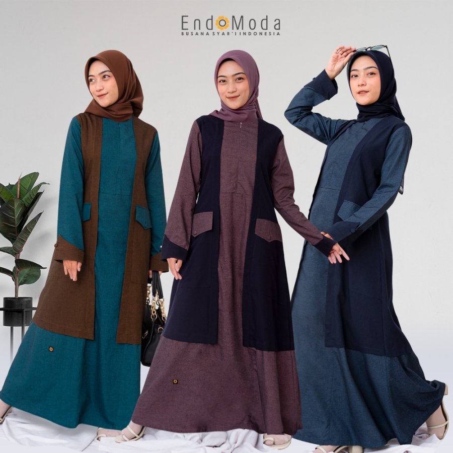 Gamis Katun Wanita Muslimah Model Rompi Gamis Pengajian Nikahan Hangout
