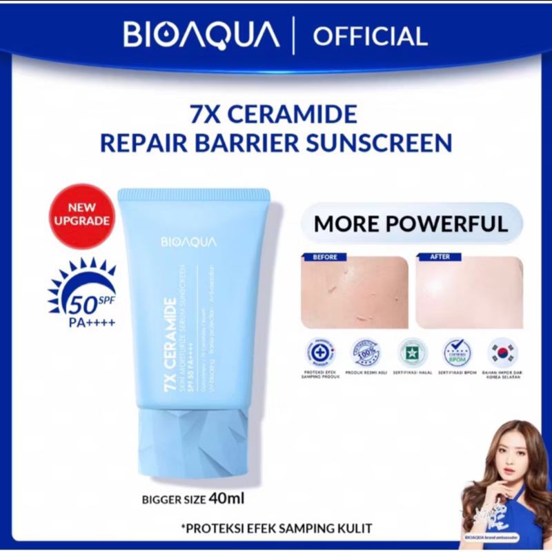 BIOAQUA 7X Ceramide Serum Sunscreen SPF 50 PA ++++ Sunscreen Gel Sunblock Wajah 12H Sun Protection 0