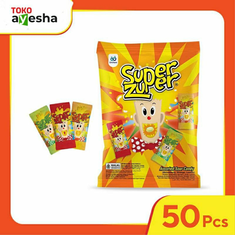 Super Zuper Permen Asam Rasa Buah isi 50 pcs