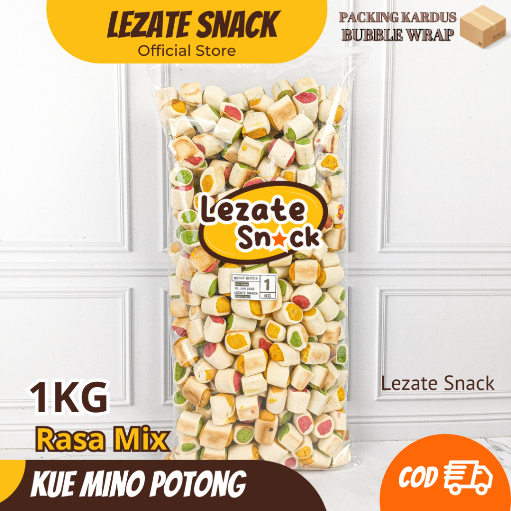 

Nopia Potong Mix 1KG Kiloan Murah Kue Mino Potong Murah Enak Lezat / Kue Mino Nopia Cemilan Jadul Rasa Campur Gula Jawa LEZATE SNACK