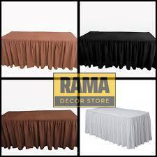 Taplak Meja Ruang Tamu Mewah Rumbai Rempel Cover Meja Polos