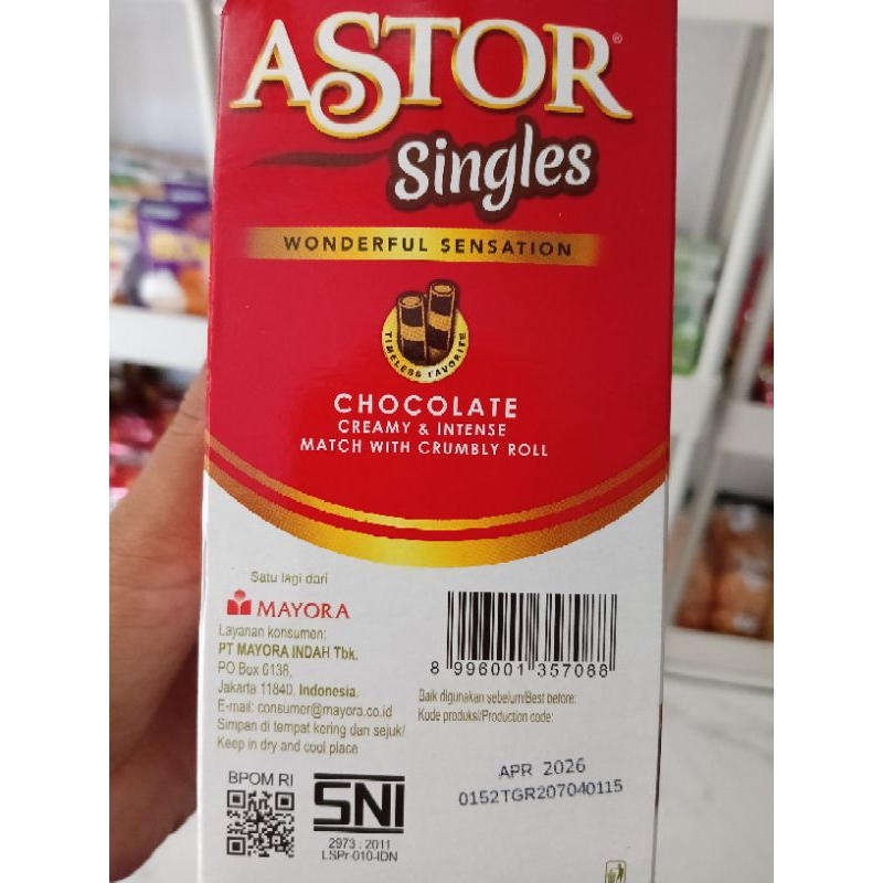 

Astor Singles Wafer Stik Coklat 12,5 g grosir