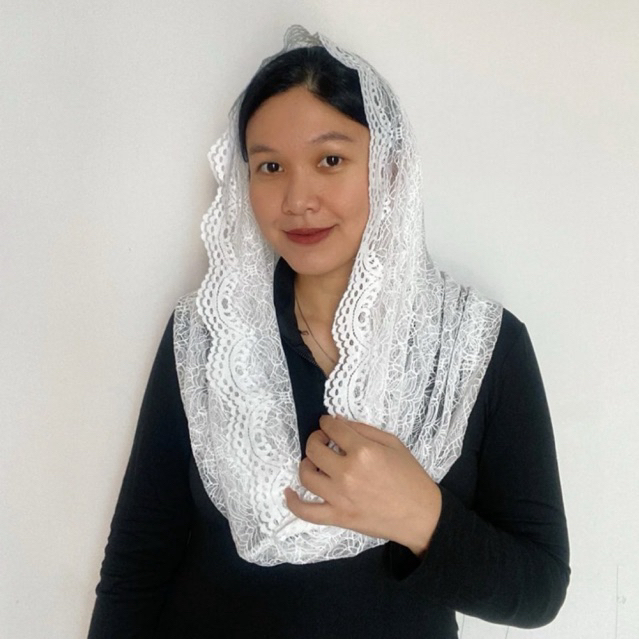 Kerudung Doa Mantilla Mantila - Sarung Chantilly Monica (Hitam Putih)