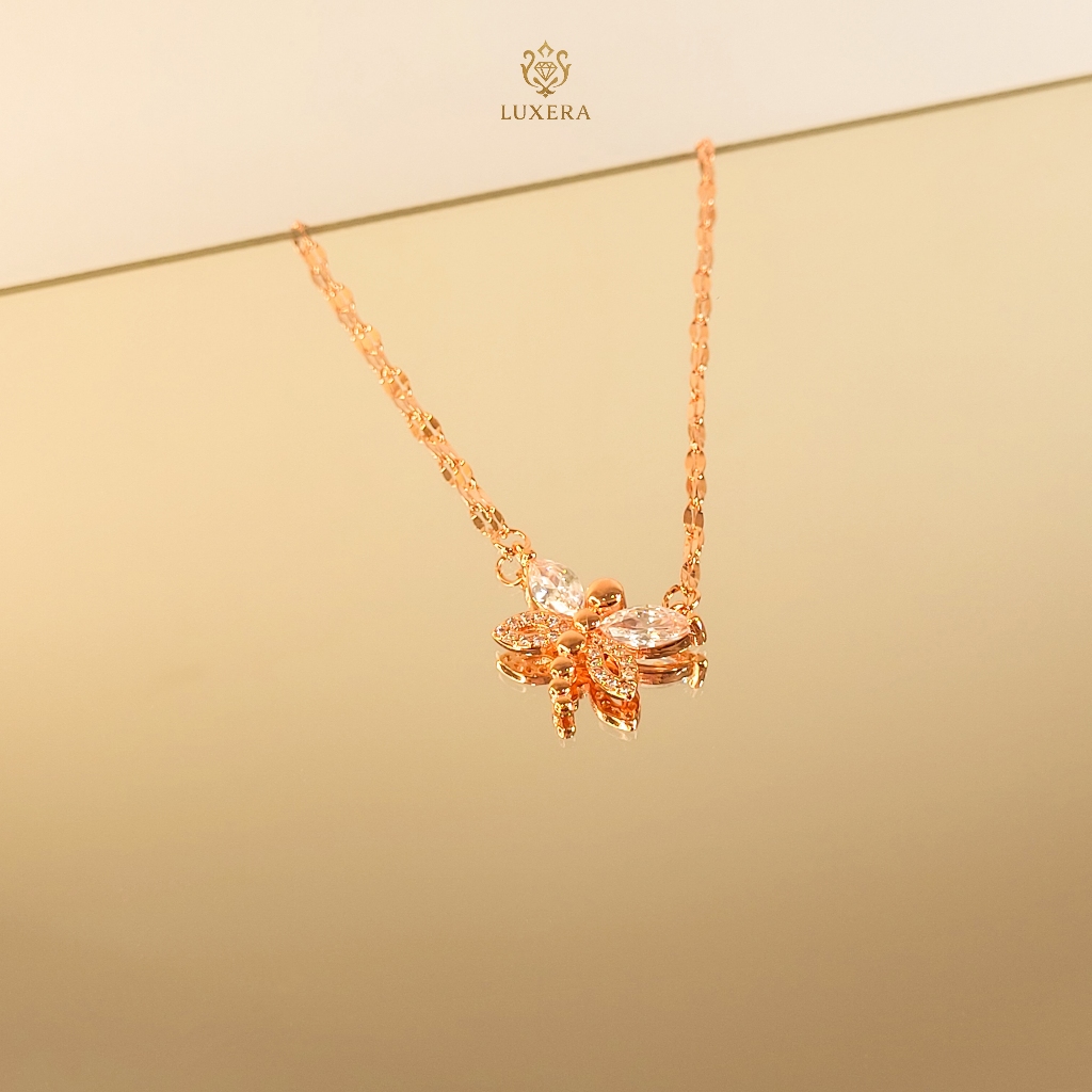Luxera Jewelry Kalung Wanita Titanium Emas 18K Dragonfly Anti Karat Kalung Elegan Model Capung