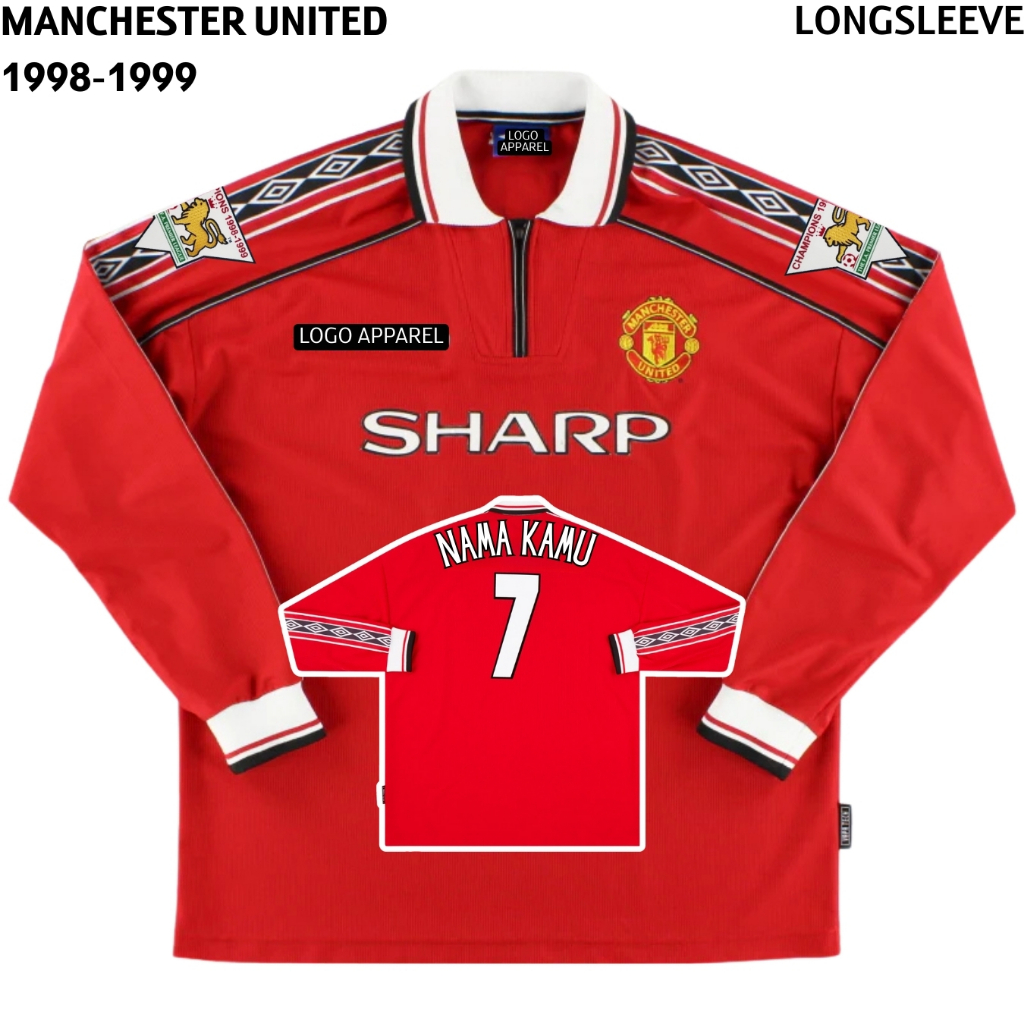 Longsleeve Jersey Retro Mnchstr Untd Home Trebel winner 1998 1999 Baju Bola Long Sleeve Lengan Panja