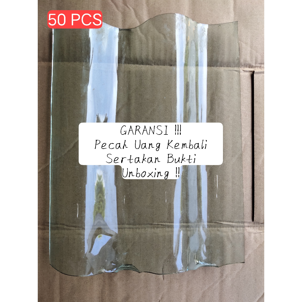(50PC)Genteng Kaca Gelombang layur/Genteng kaca ngelayur/Atap genteng kaca/Genteng gelombang nglayur