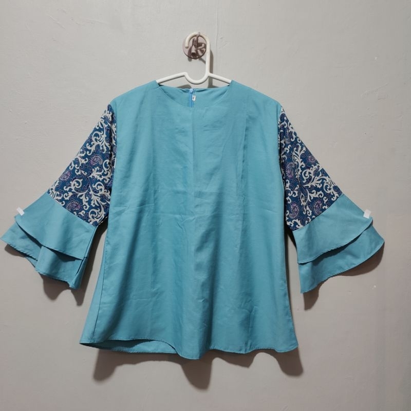 Blouse Tosca terompet blouse terompet / blouse biru tosca / atasan toska / kemeja tosca / kemeja tos