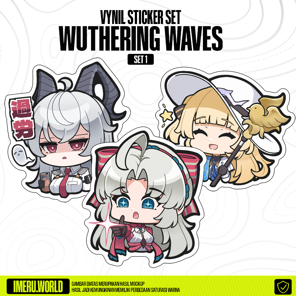 

Vynil Sticker Set Wuthering Waves Set 1 Rinascita Carlotta Phoebe Zani