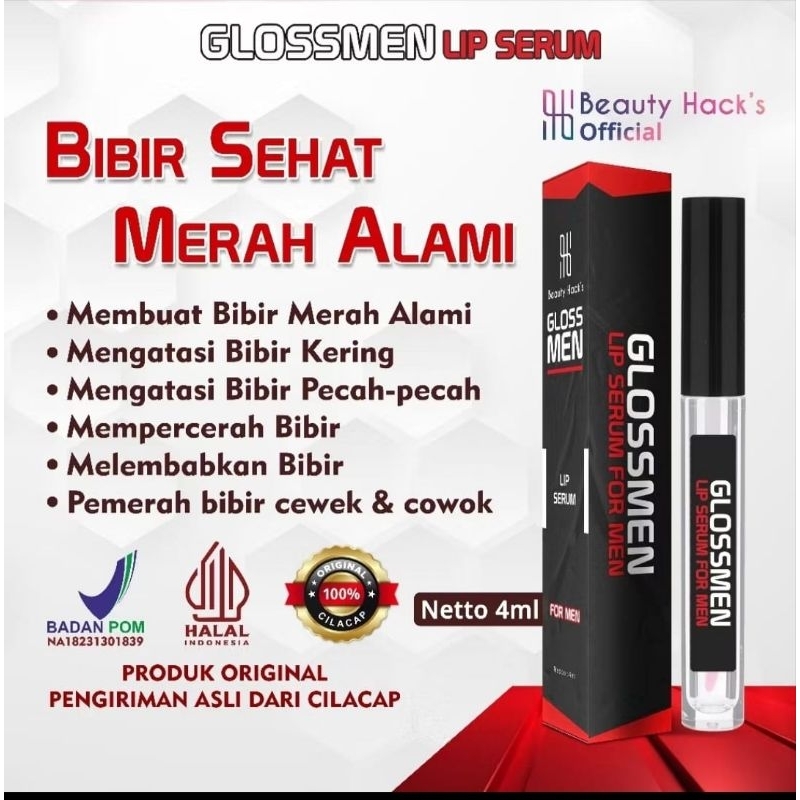 GLOSSMEN lips serum PRIA atasi bibir hitam.