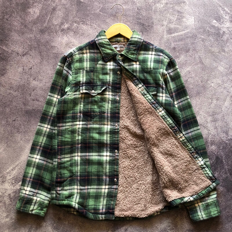 Outer Veterano Flannel Sherpa UN*QQ*L*O Second Size M,Flannel sherpa second flanel sherpa hijau seco