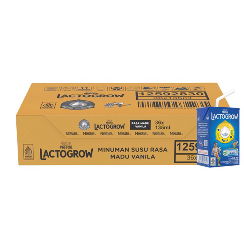 

Lactogrow Susu UHT KARTONAN Madu Vanila Kotak 36 x 135 ml