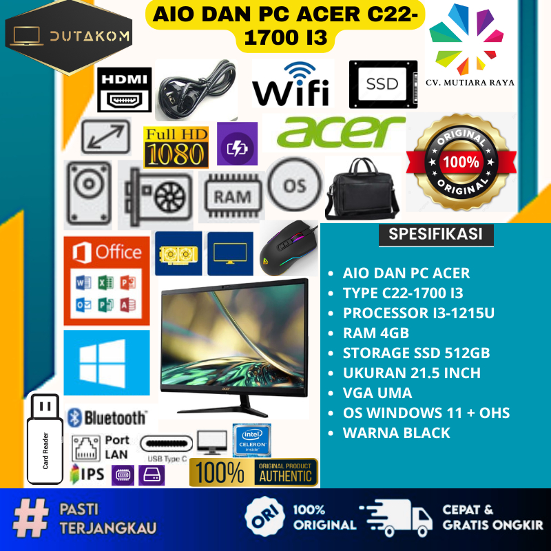 AIO DAN PC ACER C22-1700 I3