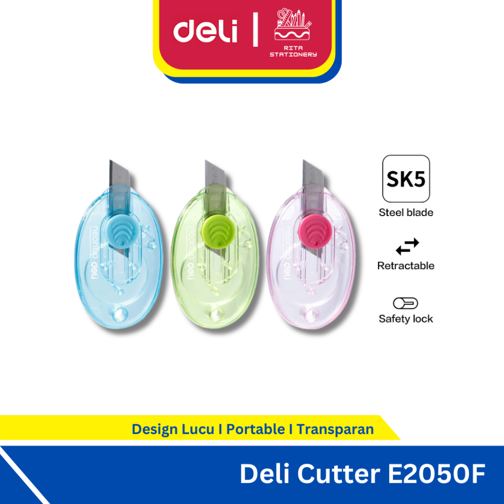 

Deli Cutter Mini / Cutter Lucu Anti Karat Transparan Bening Clear - E2050F
