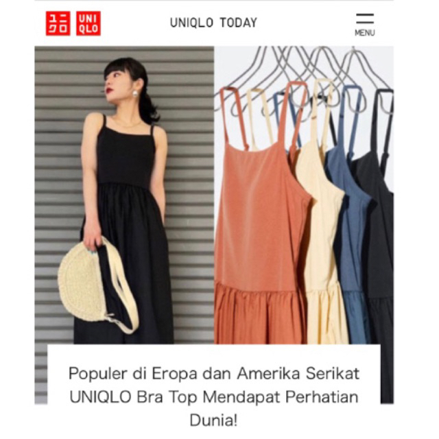 Long Kamisol Dress Uniqlo With Bra Top Size L Preloved Camisole