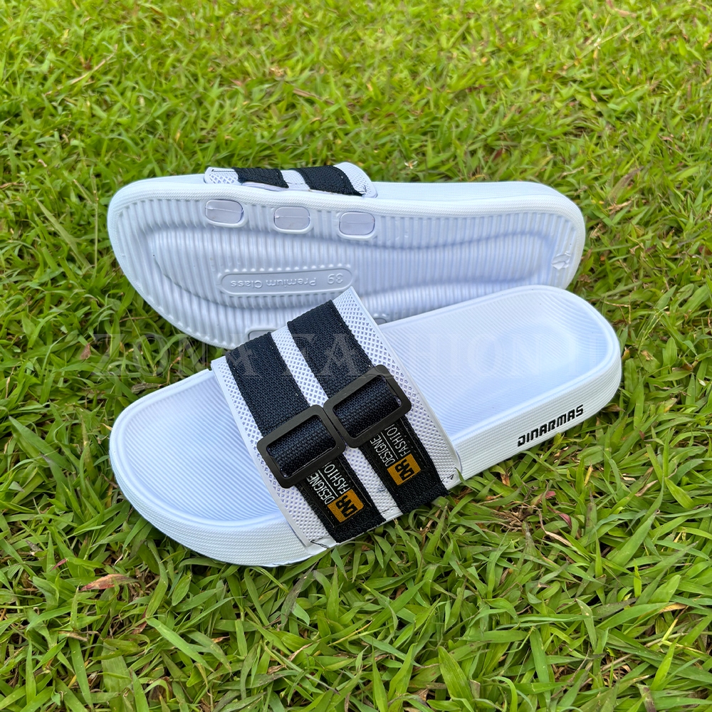 Sandal Pria Sandal Slop Pria Sandal Cowok Sendal Selop Hitam Putih 39-43