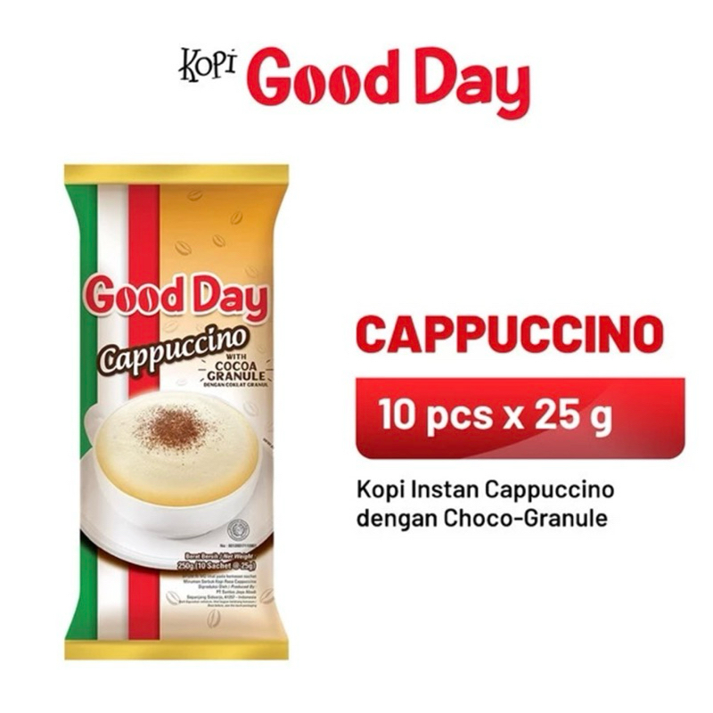 

Kopi enak kopi nikmat Good Day Cappuccino isi 10 pcs 25gr
