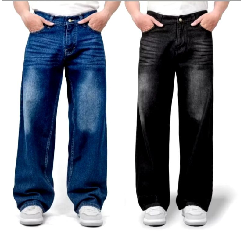 Celana Jeans Pria Panjang Baggy Jeans Celana Jeans Pria Loose Pants Oversize Skena Gombrong/Celana J