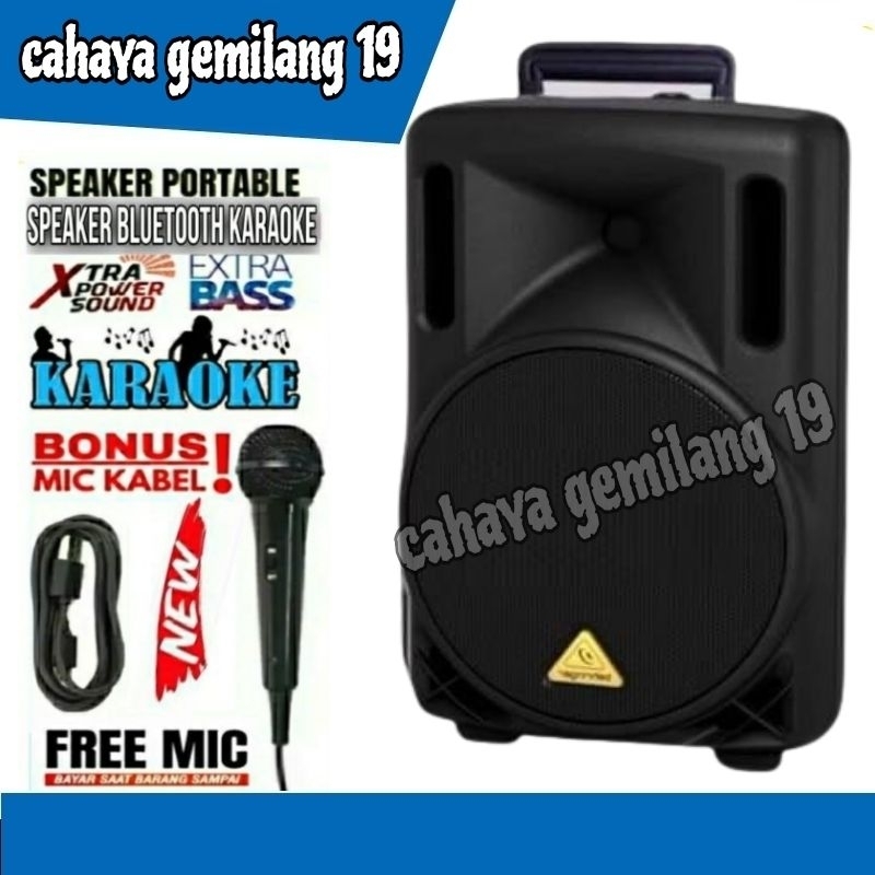 Speaker Bluetooth Karaoke Extra Bass Gratis Mic Ukuran Jumbo 338 / Spiker Aktif Karoke Besar / Kimis