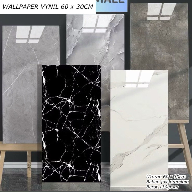 WALLPAPER DINDING VYNIL 60 x 30CM C30 MOTIF MARMER || VYNIL MARBEL GRANIT || STICKER DINDING GRANIT