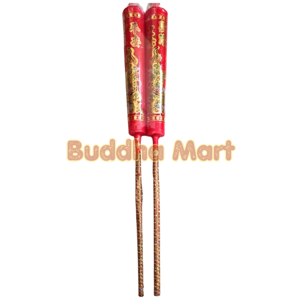 Lilin Sembahyang Naga Merah Kaki Bambu Kecil