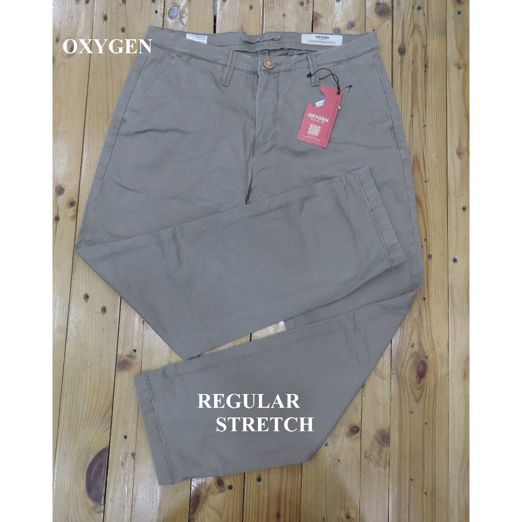 CELANA OFFICER KATUN/CHINOS PANJANG PRIA REGULAR FIT (COKLAT TANAH) BRAND ORI MEREK OXYGEN ART : 709
