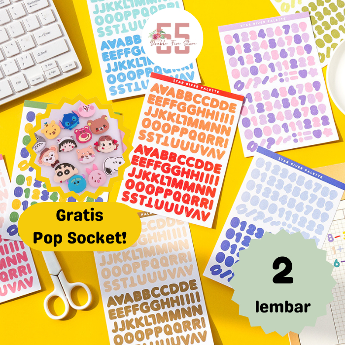 

Sticker Aesthetic Dekorasi Jurnal Scrapbook Motif Huruf Angka Alphabet - 001