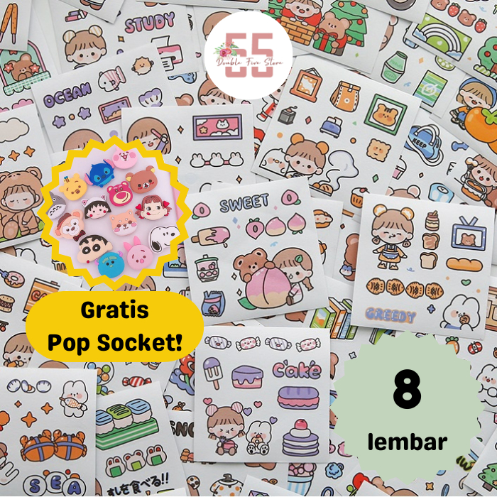 

Sticker Aesthetic Dekorasi Jurnal Scrapbook Motif Kartun Lucu - 009