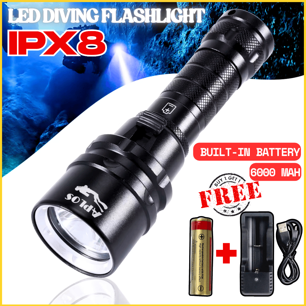 COD YUPARD Senter Selam Anti Air Tahan Lama 24 Jam Waterproof L2 1200 Lumens Baterai 6000mAh+Charger