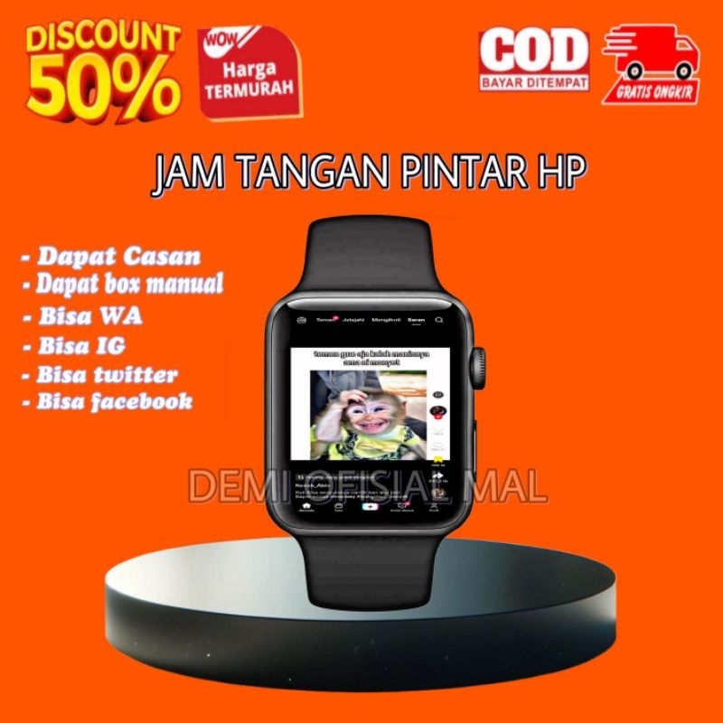 [100%Original] Jam Tangan Hp Android Layar Sentuh Tahan Air Smart Watch Pria Wanita Terbaru