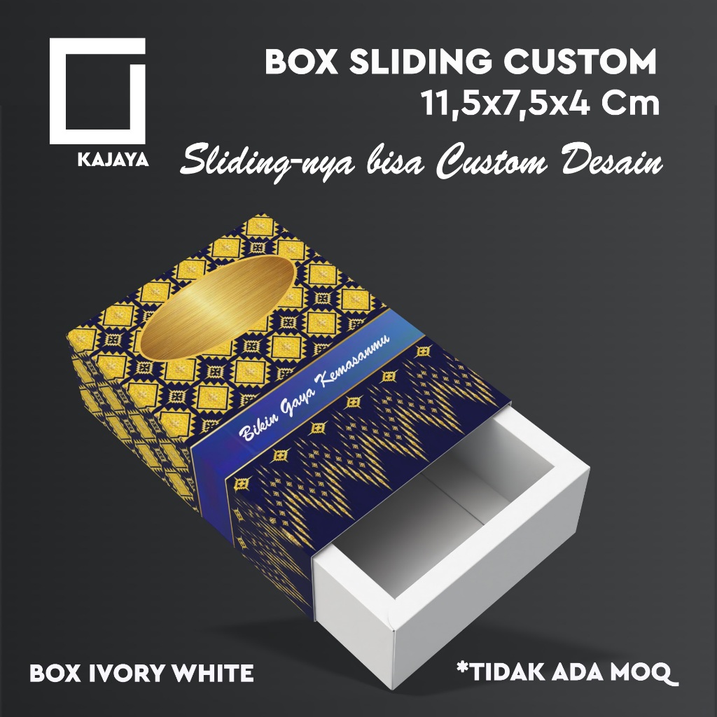 

Box Sliding Custom 11,5x7,5x4 cm Parfum 30 ml T Channel 50 ml Lelabu Kemasan Kotak Jam Sabun Kado Packaging Gift