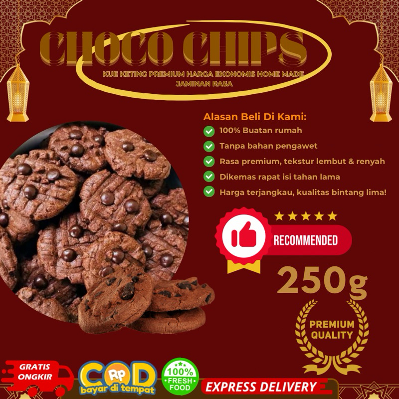 

CHOCO CHIPS 250 GRAM KUE KERING LEBARAN HOME MADE BEST SELLER