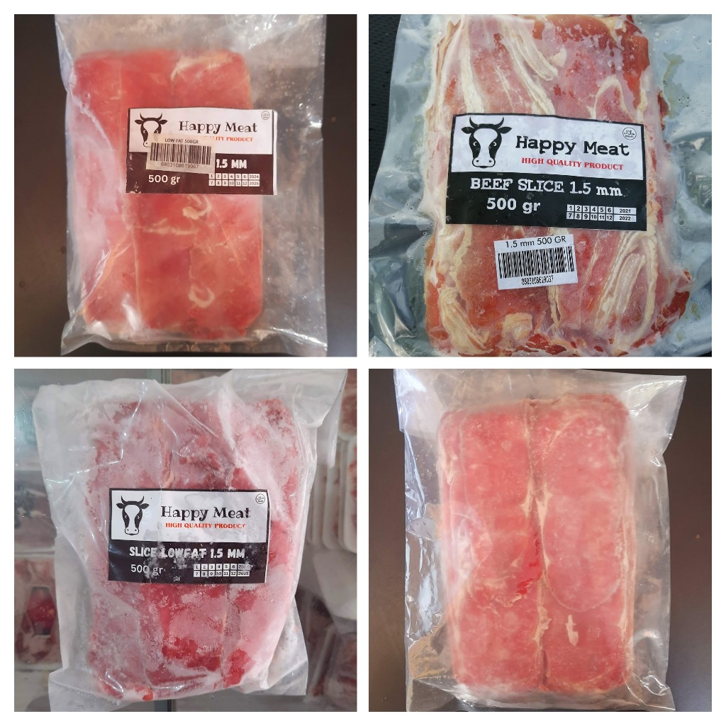 

HAPPY MEAT Beef Slice 500gr 1.5mm | Premium Slice & Low Fat | Daging Sapi Iris Tipis BBQ Shabu