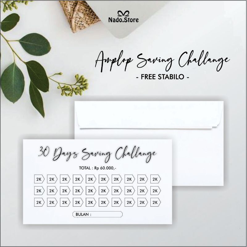 

(Free Stabilo) Amplop Tantangan Menabung Bulanan 30 Days Saving Challange