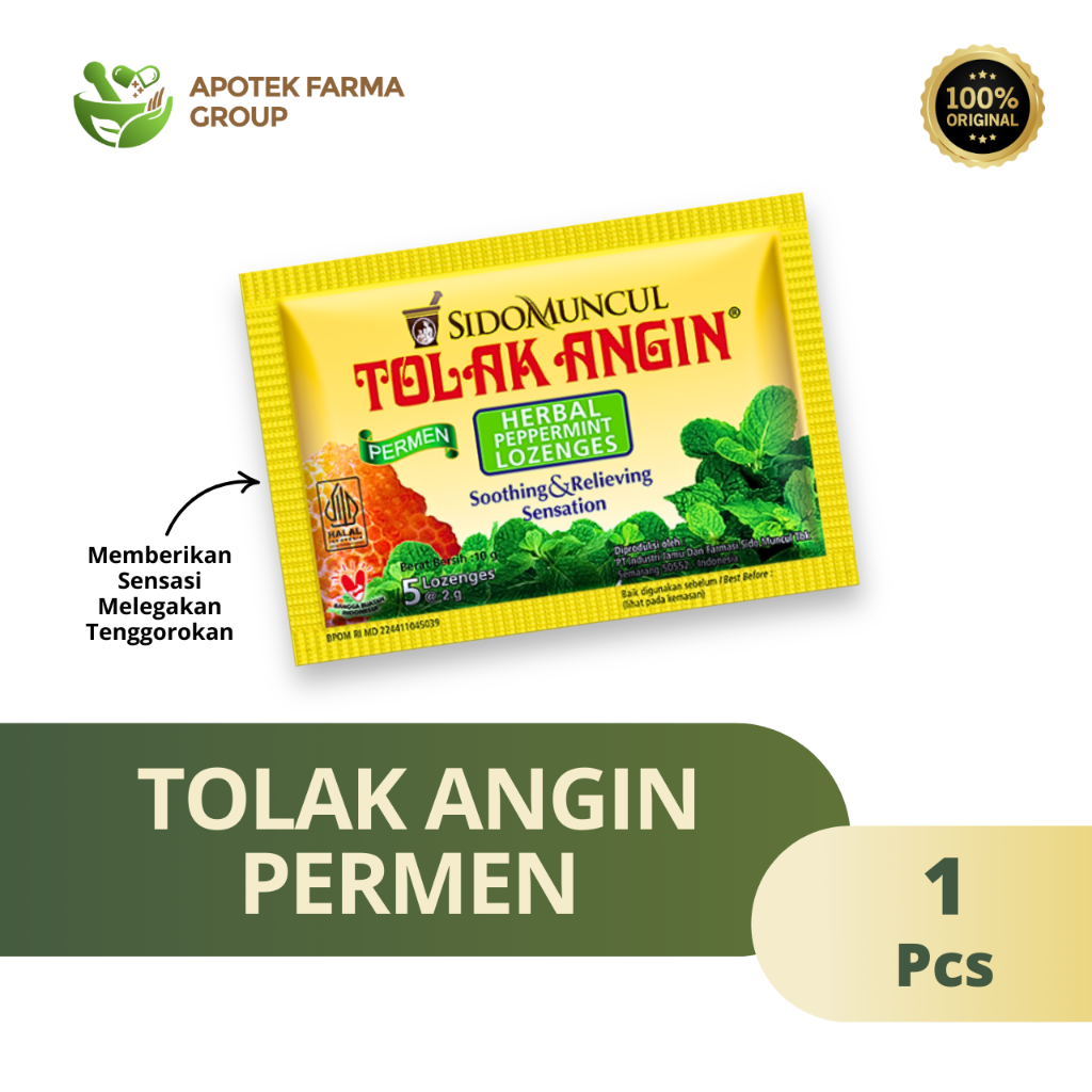 

Sidomuncul Permen Tolak Angin 5 Butir Permen Penghilang Gatal Tenggorokan Sakit Herbal Pelega dan Penyegar Tenggorokan