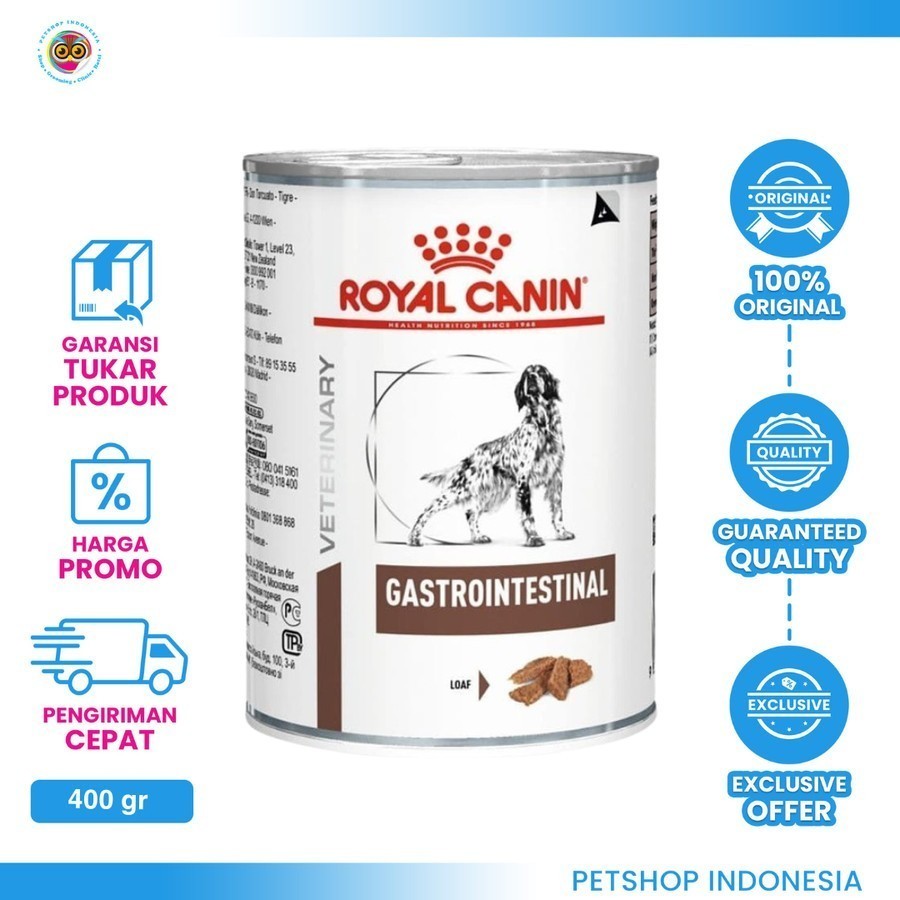 

23bagusmenshop - Royal Canin Gastro Intestinal Vet Dog Food 400gr Kaleng Makanan Anjing