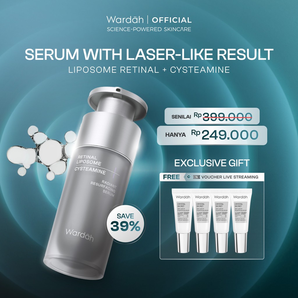 Wardah Radiant Resurfacing Retinal Cysteamine Serum 30 ml - serum pencerah, penghilang kerutan, reti