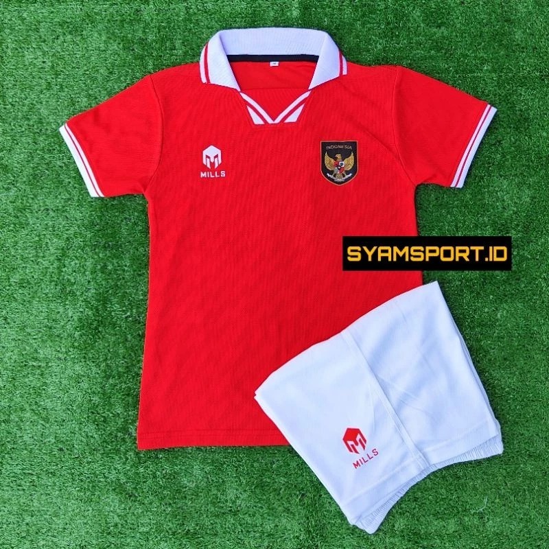 Premium Jersey Timnas Indonesia Home Merah MILS 2023 Anak-Anak Sampai Remaja Grade A Usia 1-12 Tahun