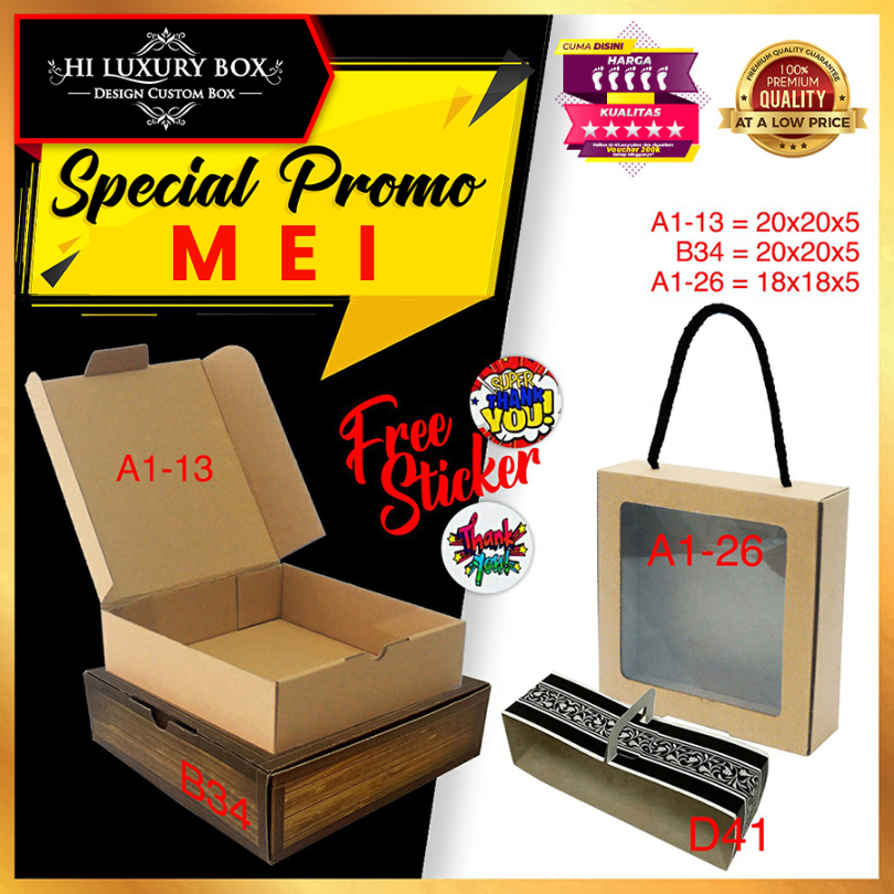 

Kotak Kue | Dus Kue | Kotak Serbaguna | Kotak Murah Kraft 20X20X5 Box Packaging Polos|A1-13
