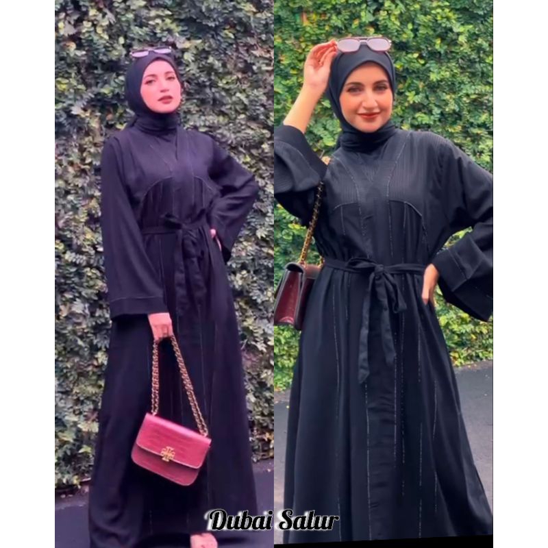 abaya modern kekinian syari hitam gamis salur dubai