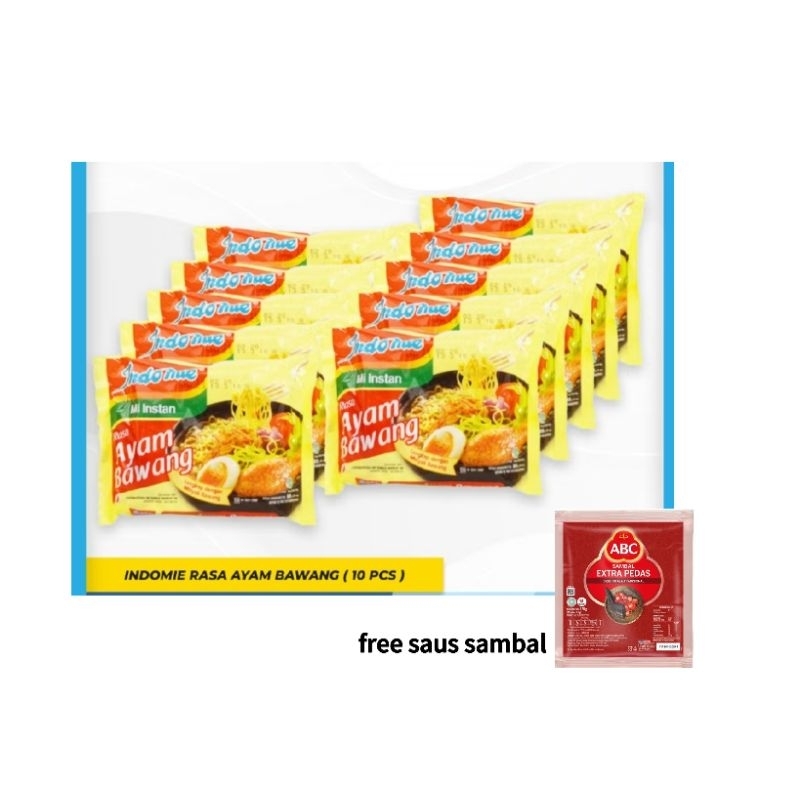 

Indomie Ayam bawang 10 pcs ( free saus abc 15 gr )