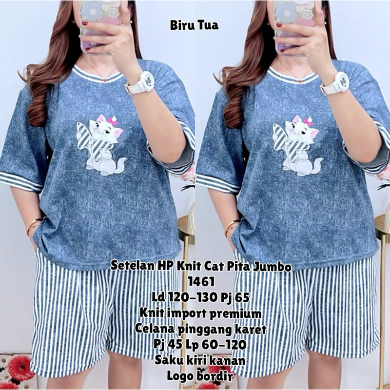1461 SETELAN HP KNIT CAT PITA LD120-130 WANITA|ONE SET SANTAI|SETELAN KNIT|SETELAN CELANA PENDEK