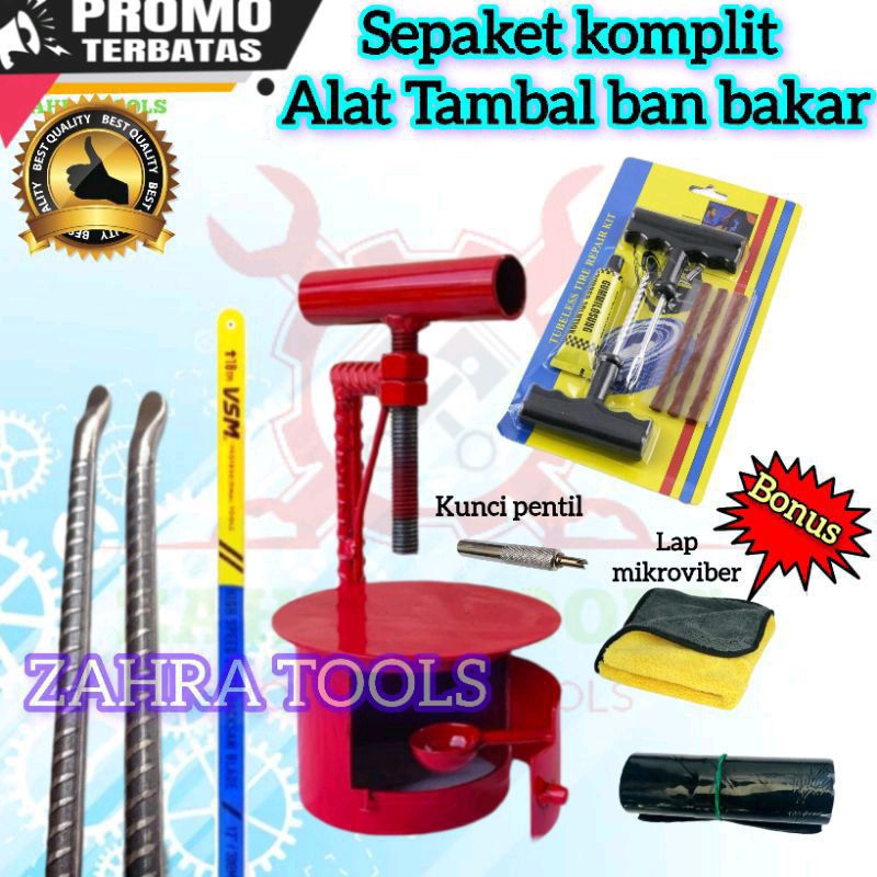 SEPAKET Alat Tambal Ban Bakar dan Tubeles Alat Tambal Ban Bakar Motor Lengkap Manual Mini Spirtus Al